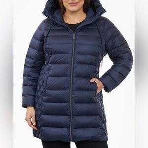 Michael Kors Womens Packable Down Jacket 3X Navy Puffer Quilted Lightweight